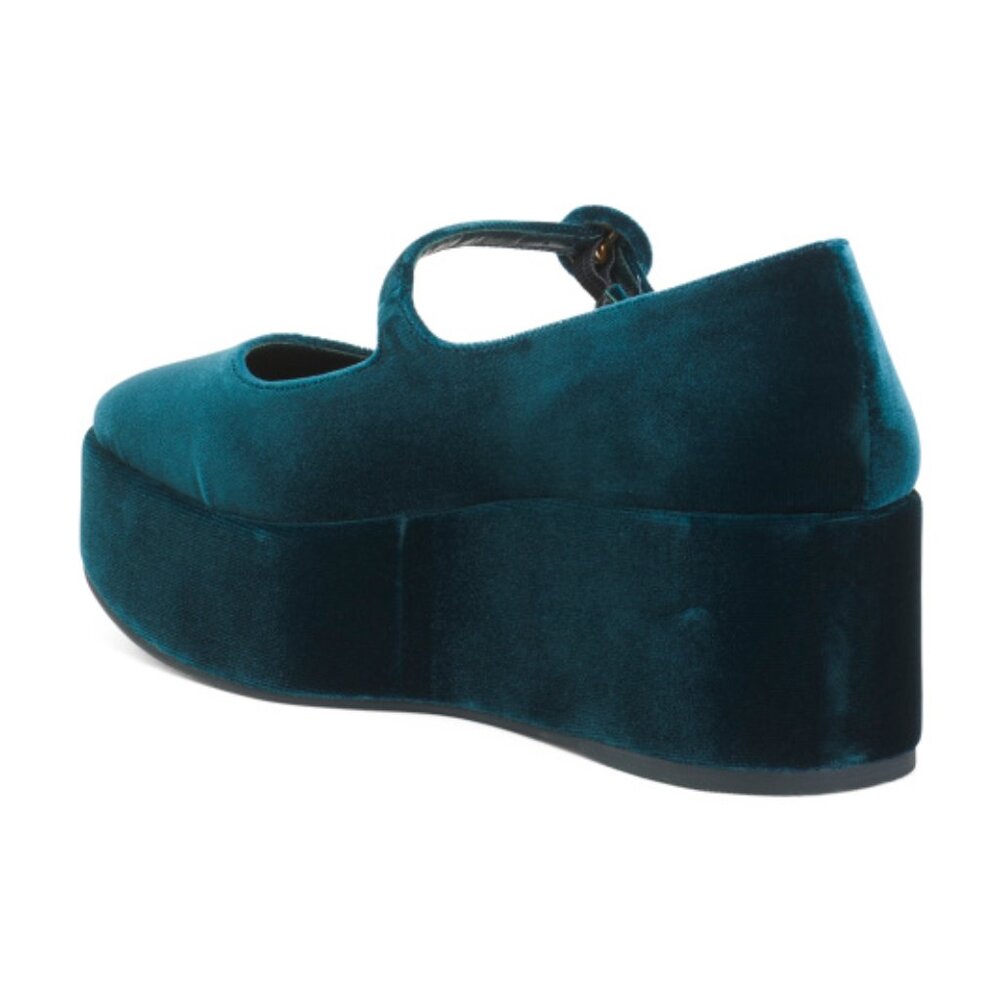 Larroude Blair Flatform In Deepsea Velvet - Picture 5 of 9